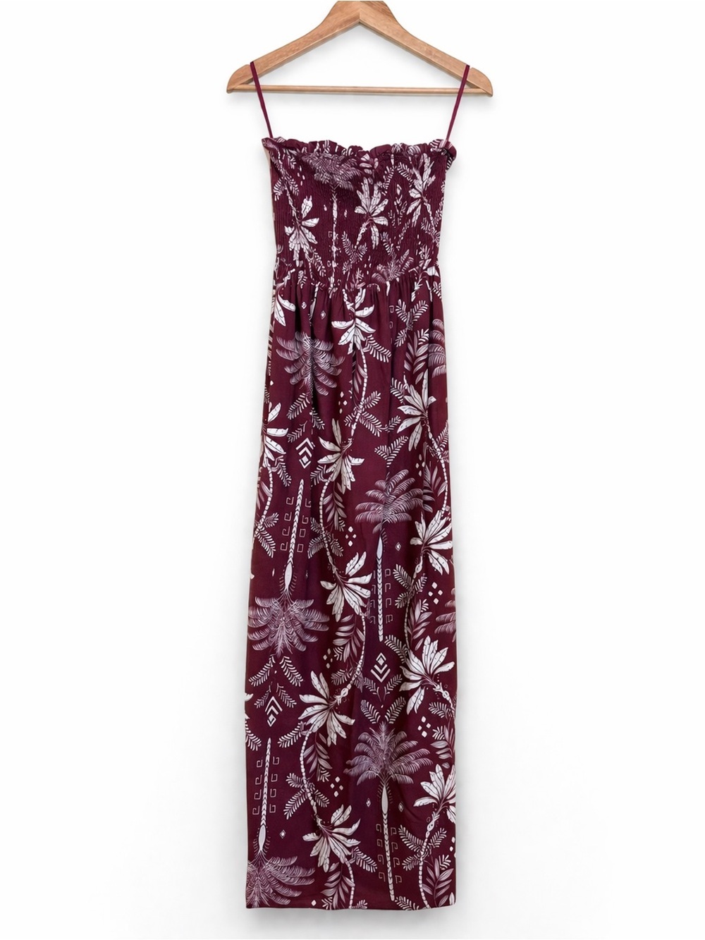 Monteau Los Angeles | NWT Strapless ResortWear Linen Blend Smocked Maxi Dress XS - Picture 16 of 16